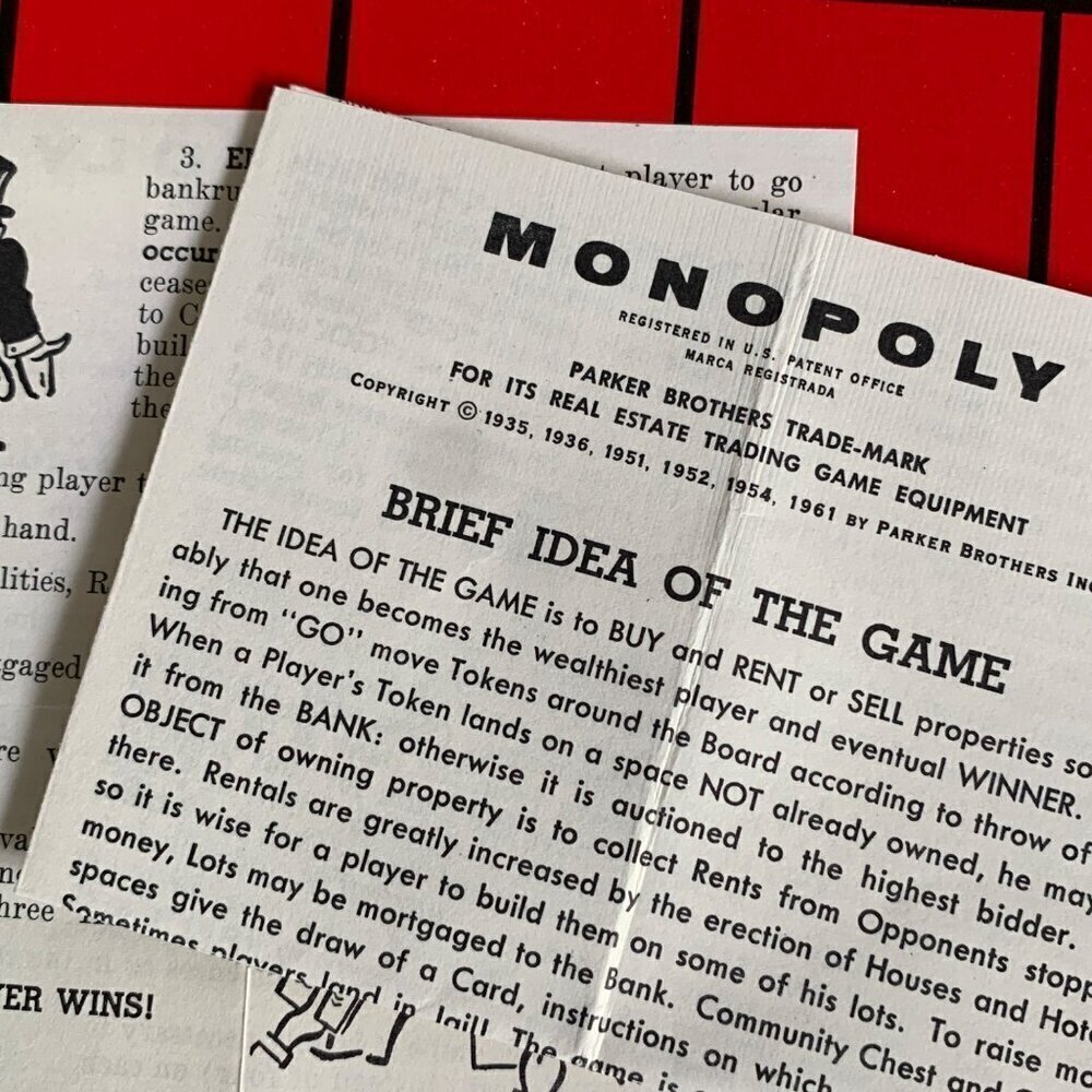 Parker Brothers 1961 Monopoly Board Game Complete Unused - Picture 6 of 6